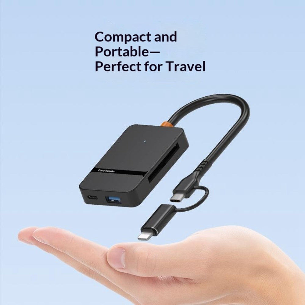 ADS-315 iP + Type-C 2 in 1 to SD / TF / MS / CF Card Reader USB 3.0 5Gbps Hub for Photography Office Travel