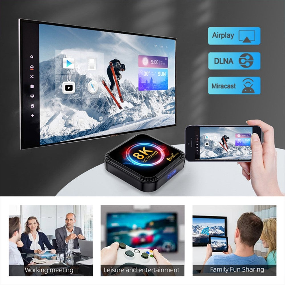 TV98 RK3528 2+16GB Android TV Box 8K HDR10+ Dual WiFi LED Display Media Player for Home Entertainment