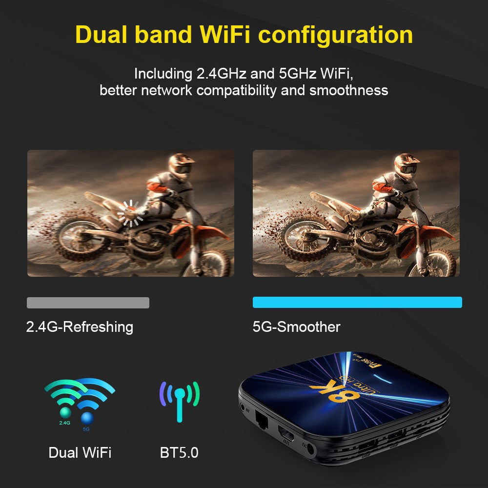 TV98 H618 4+32GB Android 14.0 TV-boks, 8K Ultra HD, dual-band WiFi, streamingmedieafspiller til hjemmeunderholdning