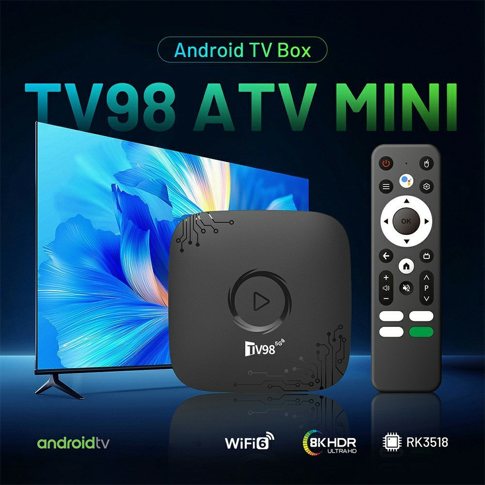 TV98 ATV MINI Android TV Box Rockchip RK3518 2+16GB 8K HDR Dual WiFi Bluetooth-compatible 5.0 Streaming Media Player