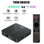 TV98 RK3518 Android 14.0 TV Box 2+16GB 8K Video Decoding HDR10+ Dual WiFi Bluetooth-compatible 5.0 Gigabit Ethernet Media Player