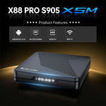 X88 PRO X5M 4+32GB Android 14 TV Box S905 6nm 4K HDR10+ WiFi 6 Bluetooth-compatible 5.0 with Voice Remote Control for Streaming
