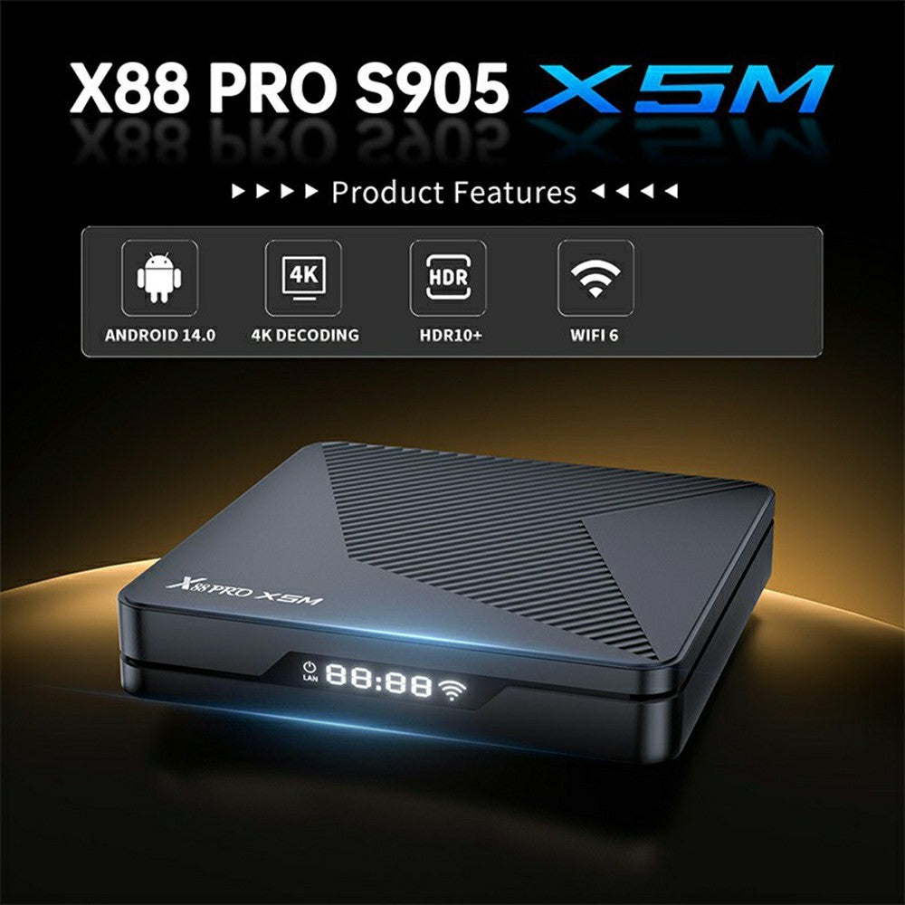 X88 PRO X5M 4+32GB Android 14 TV Box S905 6nm 4K HDR10+ WiFi 6 Bluetooth-compatible 5.0 with Voice Remote Control for Streaming