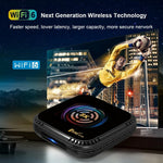 TV98 H728 Android 14 TV-boks 8K Ultra HD videoafkodning WiFi 6 dual-band smart medieafspiller til hjemmebiograf, 4+32GB