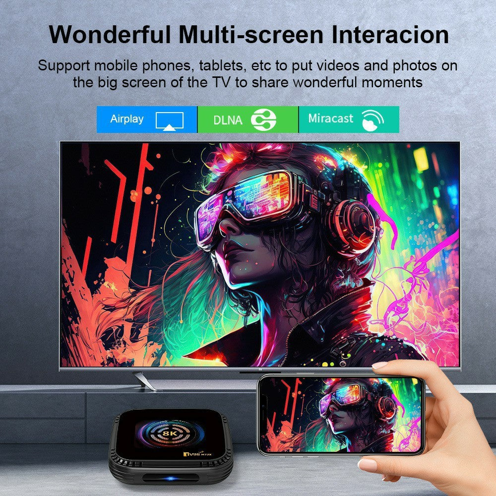 TV98 H728 Android 14 TV-boks 8K Ultra HD videoafkodning WiFi 6 dual-band smart medieafspiller til hjemmebiograf, 4+32GB