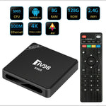 TV98 S905 8+128GB 4K Ultra HD Android 12.1 Smart TV-boks med 2.4G WiFi, 100M Ethernet, dobbelt HD AV-udgang og fjernbetjening