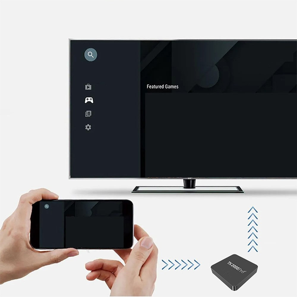 TX2000Pro 16+256GB Android TV Box 4K UHD Quad Core A53 Dual WiFi BT5.0 Medieafspiller til Home Entertainment