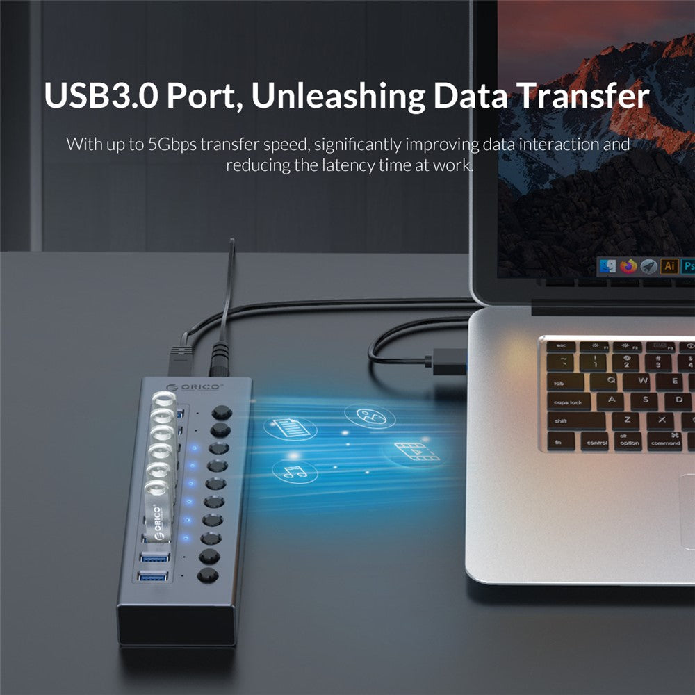 ORICO BT2U3-16AB Aluminum Alloy Multi-Port USB 3.0 Hub Splitter with Individual Switches