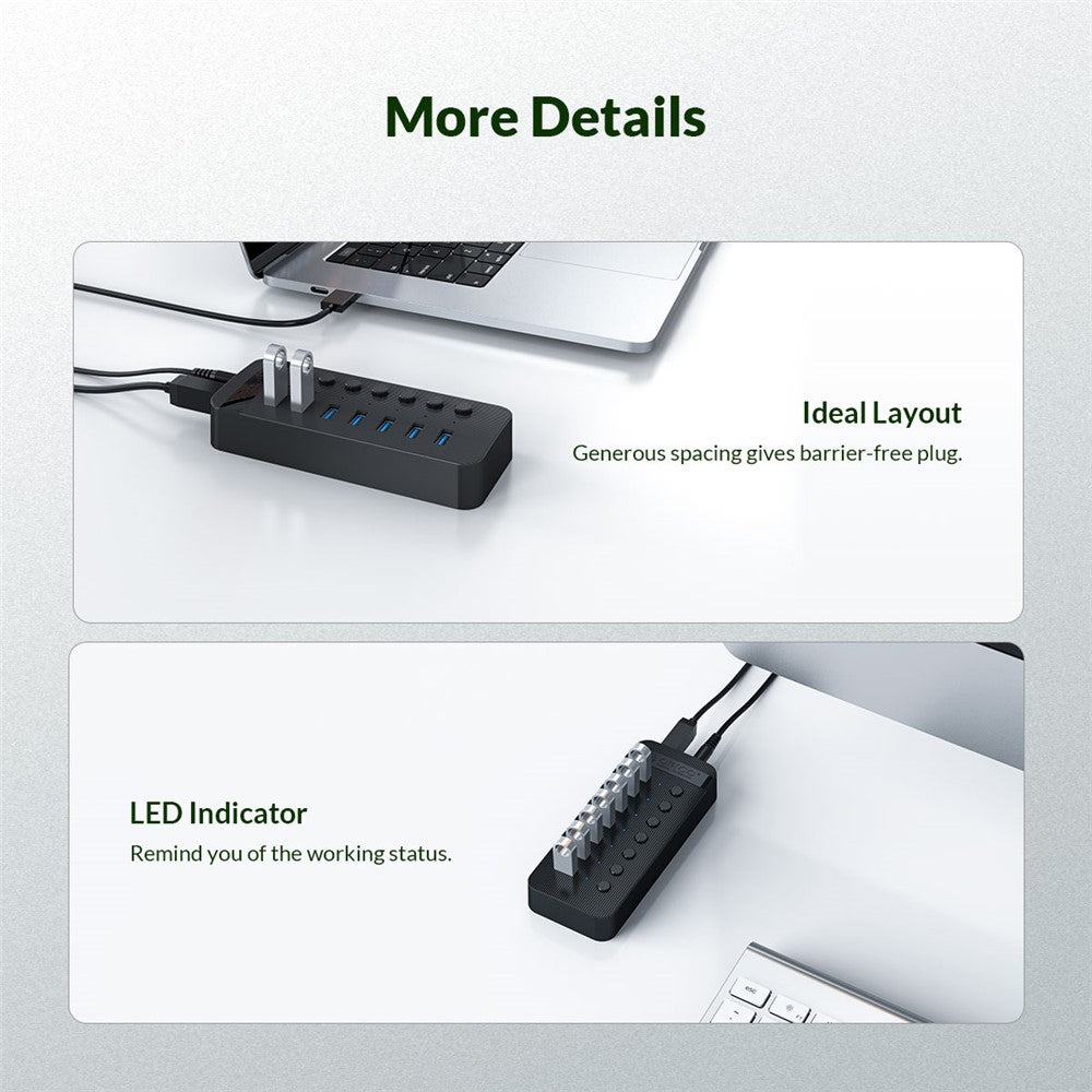 ORICO CT2U3-10AB ABS Multi-port USB3.0 HUB with Individual Switches