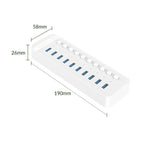ORICO CT2U3-10AB ABS Multi-port USB3.0 HUB with Individual Switches