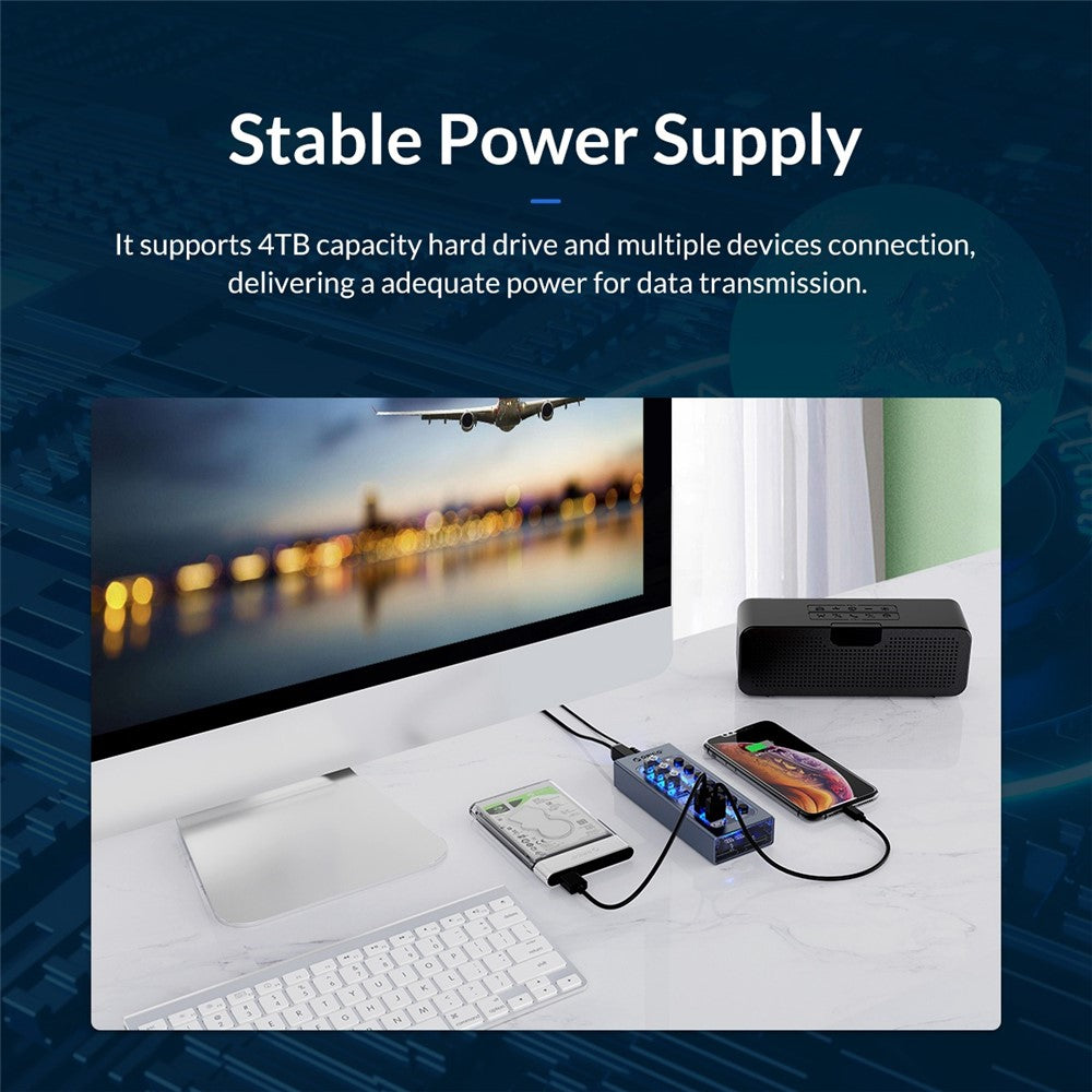 ORICO AT2U3-10AB USB3.0 multi-port HUB i aluminiumlegering + PC med individuelle kontakter