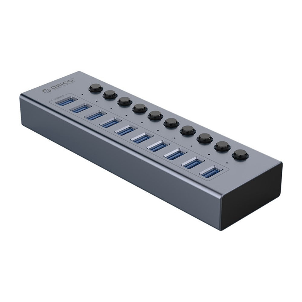 ORICO BT2U3-10AB Aluminiumlegering 10 Portars USB3.0 5Gbps Dataöverföring USB Hub Laddningssplitter med Separata Switchar