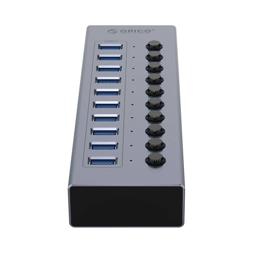 ORICO BT2U3-10AB Aluminiumlegering 10 Portars USB3.0 5Gbps Dataöverföring USB Hub Laddningssplitter med Separata Switchar