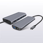 8-in-1 Type C Hub Adapter USB 3.0 RJ45 SD / TF Card Reader HD Type-C Port Docking Station