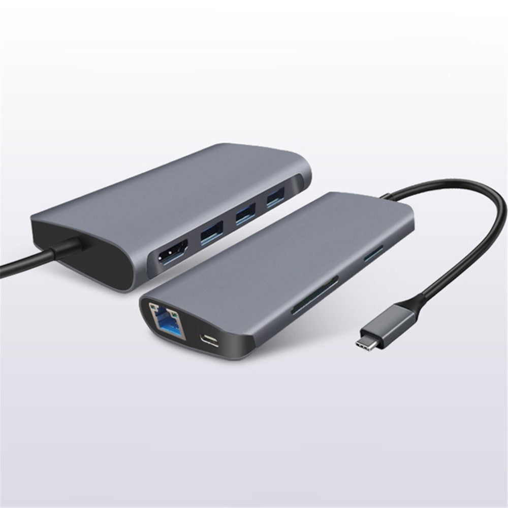 8-in-1 Type C Hub Adapter USB 3.0 RJ45 SD / TF Card Reader HD Type-C Port Docking Station