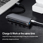 8-in-1 Type C Hub Adapter USB 3.0 RJ45 SD / TF Card Reader HD Type-C Port Docking Station
