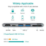 6-in-1 Type C Hub Adapter + 2*USB 3.0 + PD + SD/TF Card Reader Docking Station