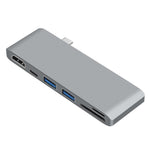 6-in-1 Type C Hub Adapter + 2*USB 3.0 + PD + SD/TF Card Reader Docking Station