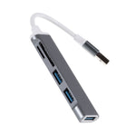 USB 3.0 5-in-1 Hub Splitter 3 x USB3.0 5Gbps High Speed Transmission TF SD Card Reader Adapter