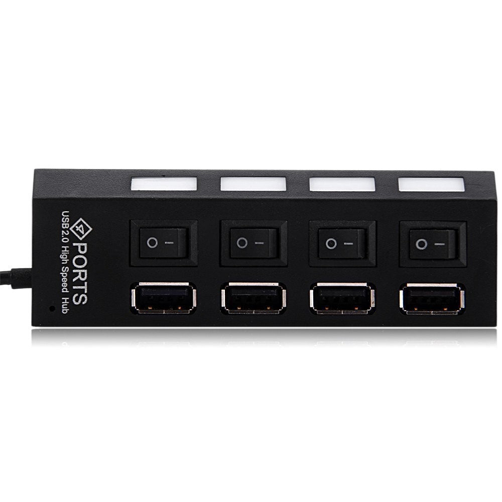 A42 High Speed USB2.0 4-Port USB Hub Splitter with Independent Switch