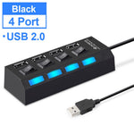 A42 High Speed USB2.0 4-Port USB Hub Splitter with Independent Switch