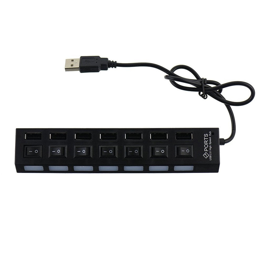 A55 USB2.0 High-Speed Transmission 7-Port USB Hub Splitter with Independent Switch