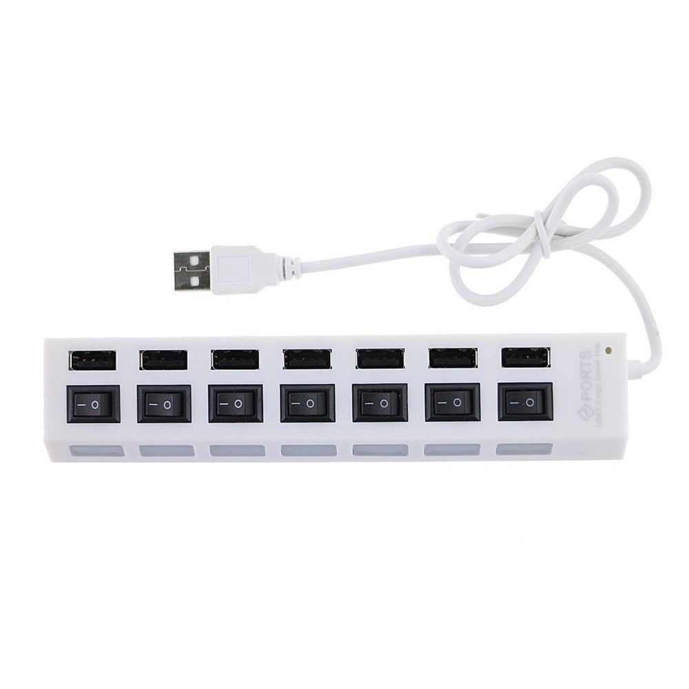 A55 USB2.0 High-Speed Transmission 7-Port USB Hub Splitter with Independent Switch