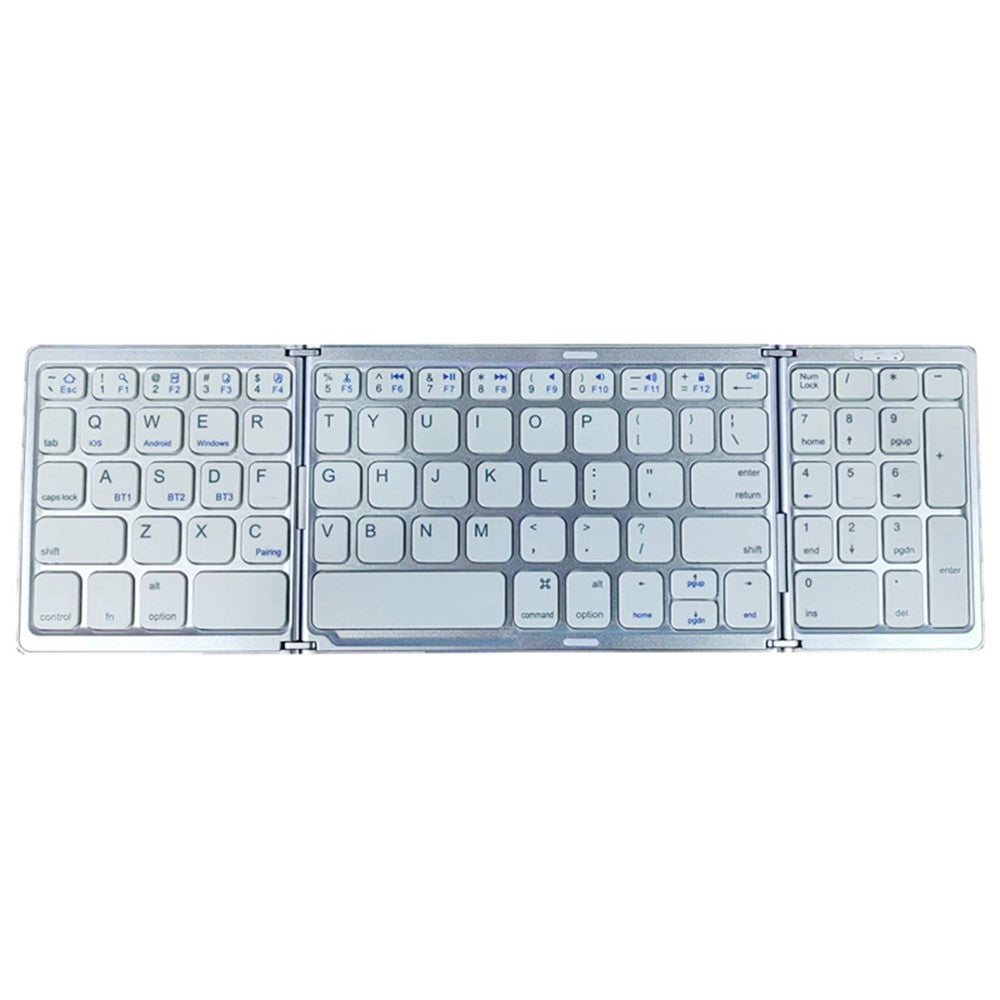 B089 Bærbart Tre-foldbart 81-tasters Bluetooth-kompatibelt Tastatur Hjemmekontor Trådløst Tastatur med Nummerområde