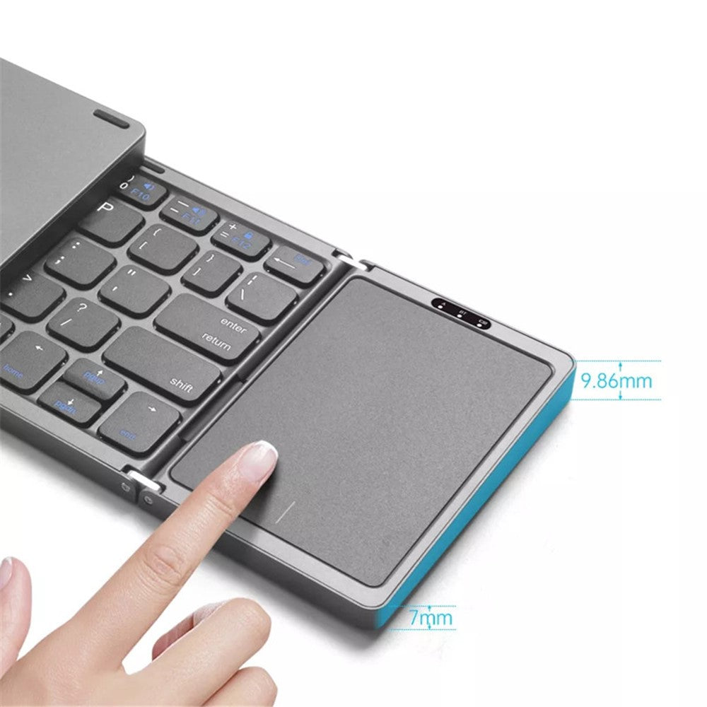 B089T Ultra-thin Rechargeable 10m Wireless Bluetooth-compatible Keyboard Triple Folding Mini Touchpad Press Key Mouse for Home Office Travel Business Trip