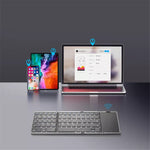 B089T Ultra-thin Rechargeable 10m Wireless Bluetooth-compatible Keyboard Triple Folding Mini Touchpad Press Key Mouse for Home Office Travel Business Trip