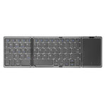 B089T Ultra-thin Rechargeable 10m Wireless Bluetooth-compatible Keyboard Triple Folding Mini Touchpad Press Key Mouse for Home Office Travel Business Trip