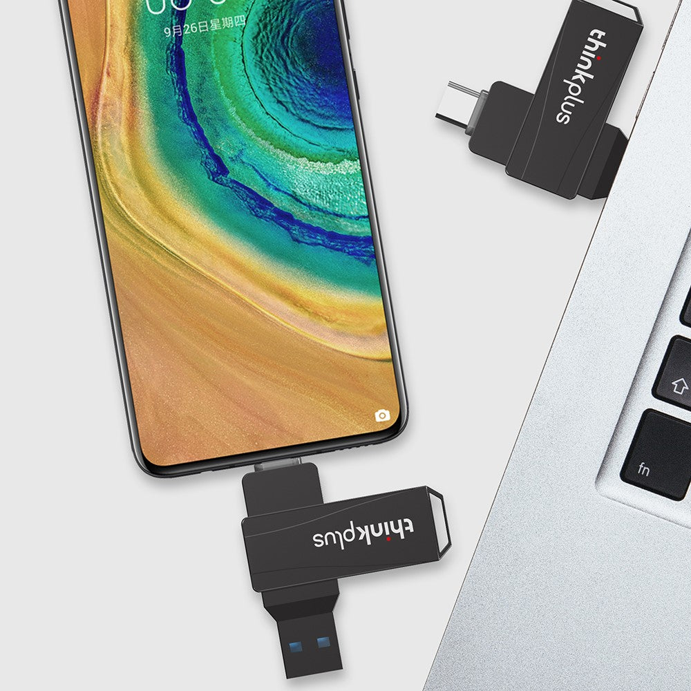 LENOVO THINKPLUS MU252 64GB USB+Type C 2-in-1 Memory Stick for iPhone 15 Series Fast Data Readin USB C 3.1 Thumb Flash Drive