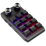 Bluetooth-kompatibelt 5.0 Trådløst Programmerbart Gaming Tastatur Enhåndsbetjening 12 Taster 2 Drejeknapper Mekanisk Tastatur med LED-belysning