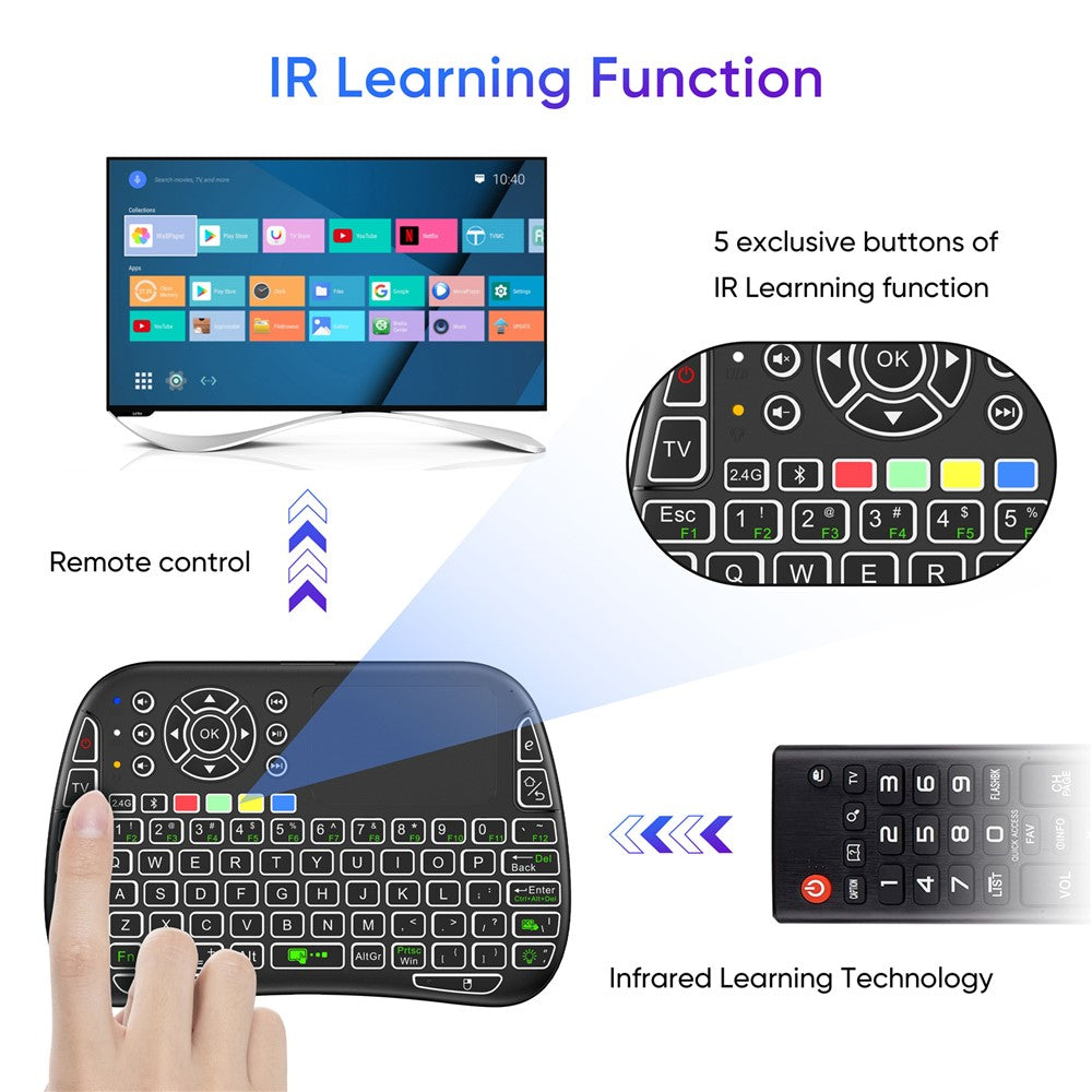 M9 RC muse-tastatur-kombination med IR-læringsfunktion mini trådløst tastatur understøtter touchpad stemme