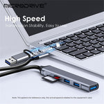 USB+Type-C Hub Adapter to 2xUSB 2.0+USB 3.0+2 Card Reader Slots