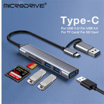 USB+Type-C Hub Adapter to 2xUSB 2.0+USB 3.0+2 Card Reader Slots