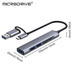 USB+Type-C Hub Adapter to 2xUSB 2.0+USB 3.0+2 Card Reader Slots