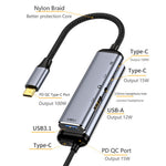 USB-C Hub Adapter Type-C to 2xUSB +Type-C+3.5mm Jack+ PD 100W Dock Station