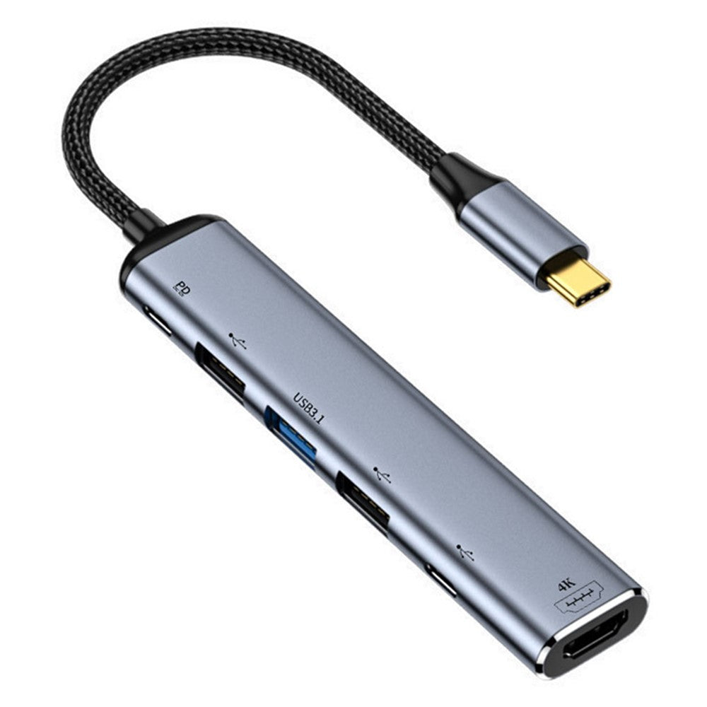 USB-C Hub Adapter Type-C til 4K 60Hz HD+USB 3.1+USB 2.0x2+USB 3.0+PD 100W Konverter Dock