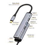 USB-C Hub Adapter Type-C til 4K 60Hz HD+USB 3.1+USB 2.0x2+USB 3.0+PD 100W Konverter Dock