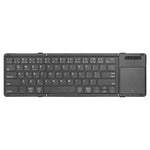 B077T Trådløst Bluetooth-kompatibelt foldbart tastatur i PU-læder med touchpad