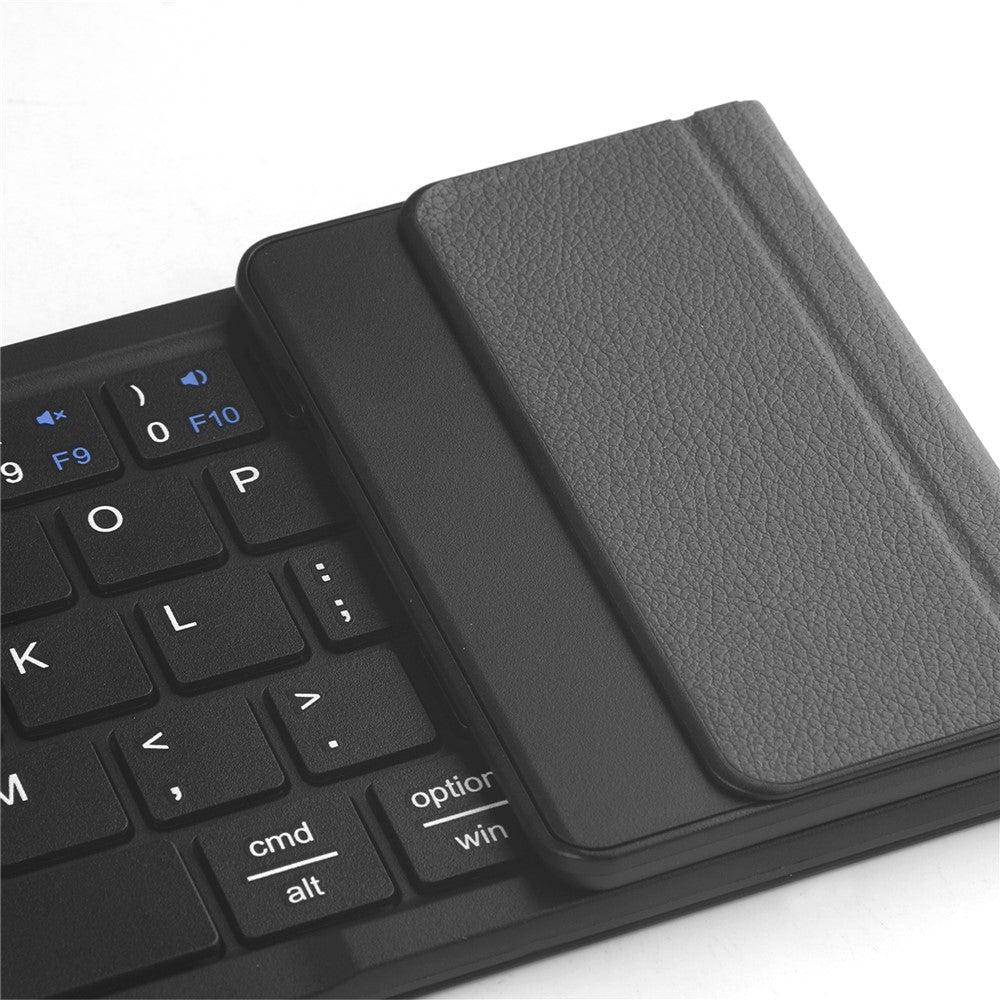 B077T Trådløst Bluetooth-kompatibelt foldbart tastatur i PU-læder med touchpad