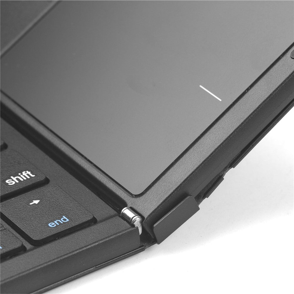 B077T Trådløst Bluetooth-kompatibelt foldbart tastatur i PU-læder med touchpad