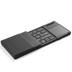 B077T Trådløst Bluetooth-kompatibelt foldbart tastatur i PU-læder med touchpad