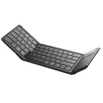 B077T Trådløst Bluetooth-kompatibelt foldbart tastatur i PU-læder med touchpad