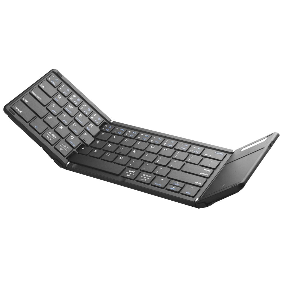 B077T Trådløst Bluetooth-kompatibelt foldbart tastatur i PU-læder med touchpad