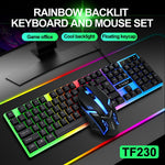 T-WOLF TF230 USB Wired Mechanical Keyboard and Mouse Set with Colorful Backlight for PC Computer Laptop, Black