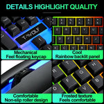 T-WOLF TF230 USB Wired Mechanical Keyboard and Mouse Set with Colorful Backlight for PC Computer Laptop, Black