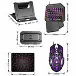 T-WOLF TF950 40 Keys One Hand Gaming Keyboard USB Wired Mouse Combo Set with Mobile Game Converter and Phone Holder