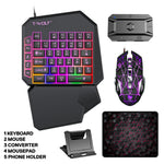 T-WOLF TF950 40 Keys One Hand Gaming Keyboard USB Wired Mouse Combo Set with Mobile Game Converter and Phone Holder